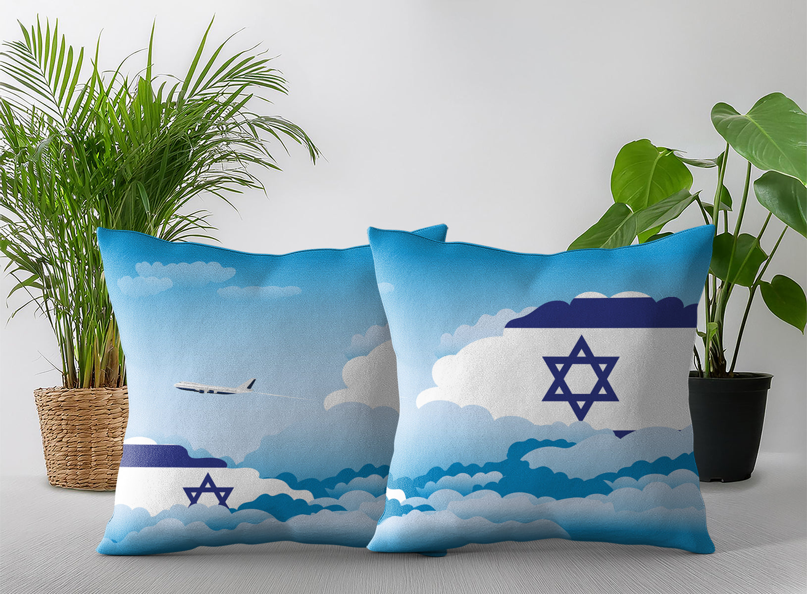 Israel Day Clouds Pillow Case and Pillow Throw