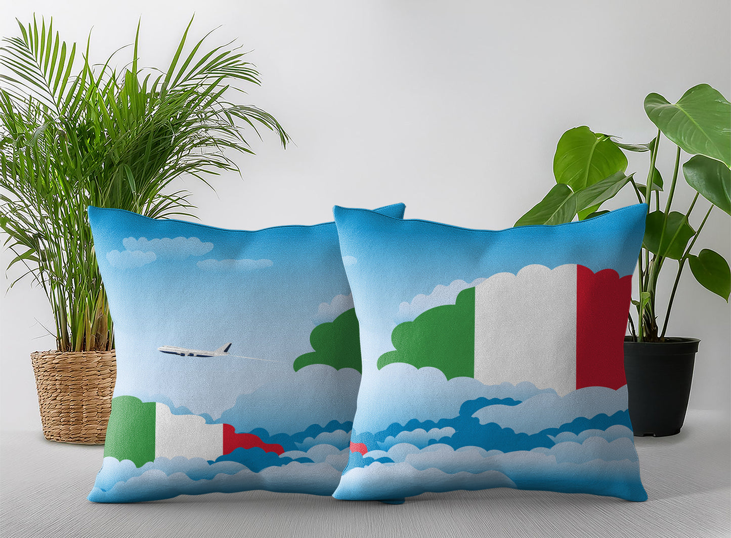 Italy Day Clouds Pillow Case and Pillow Throw