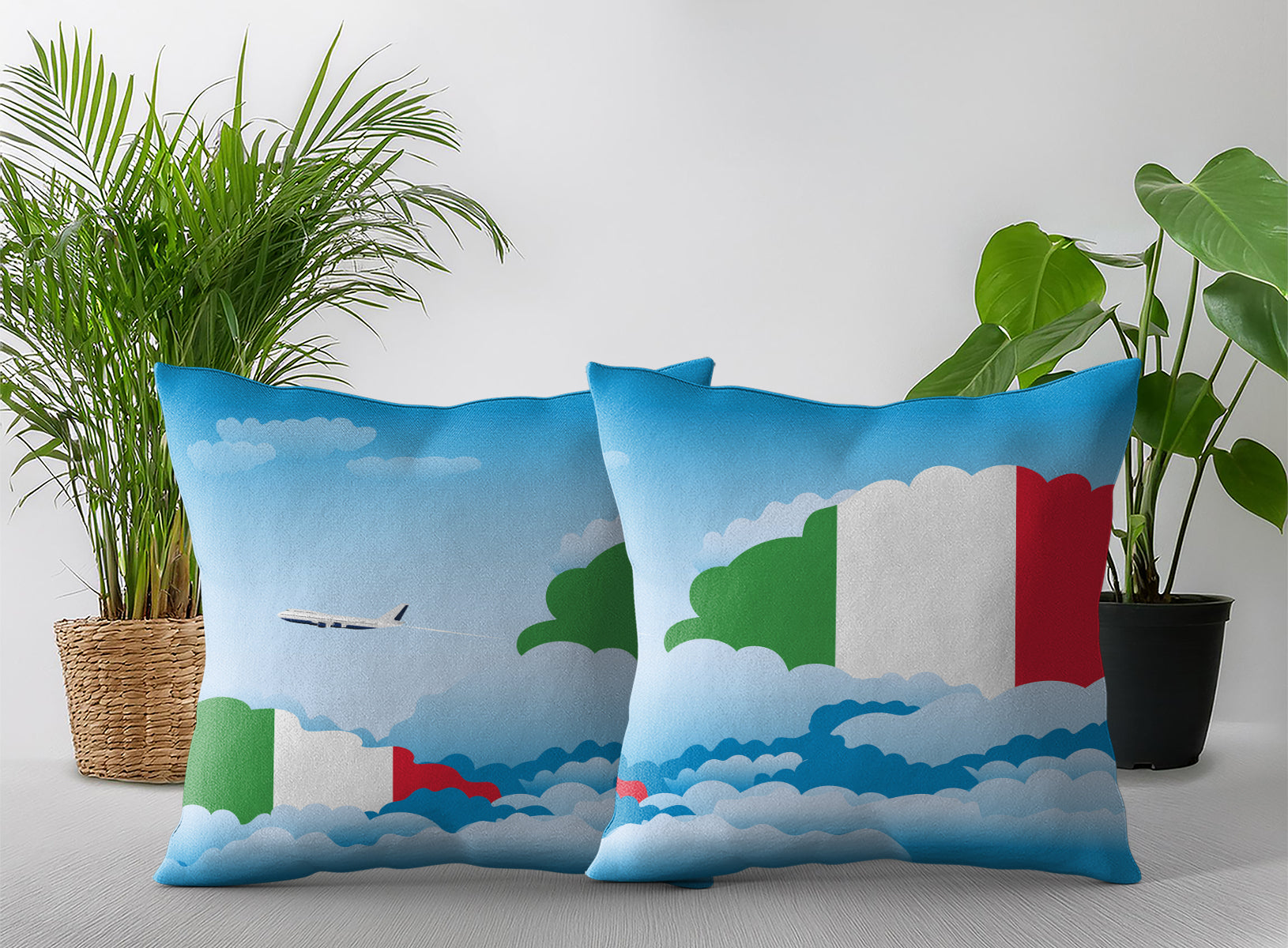 Italy Day Clouds Pillow Case and Pillow Throw