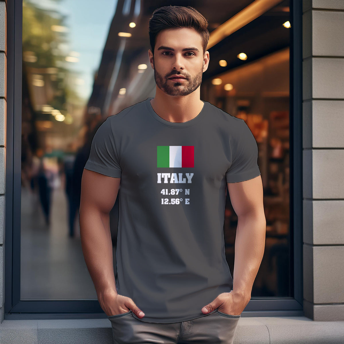 Italy Latitude Longitude Men Unisex T-Shirt