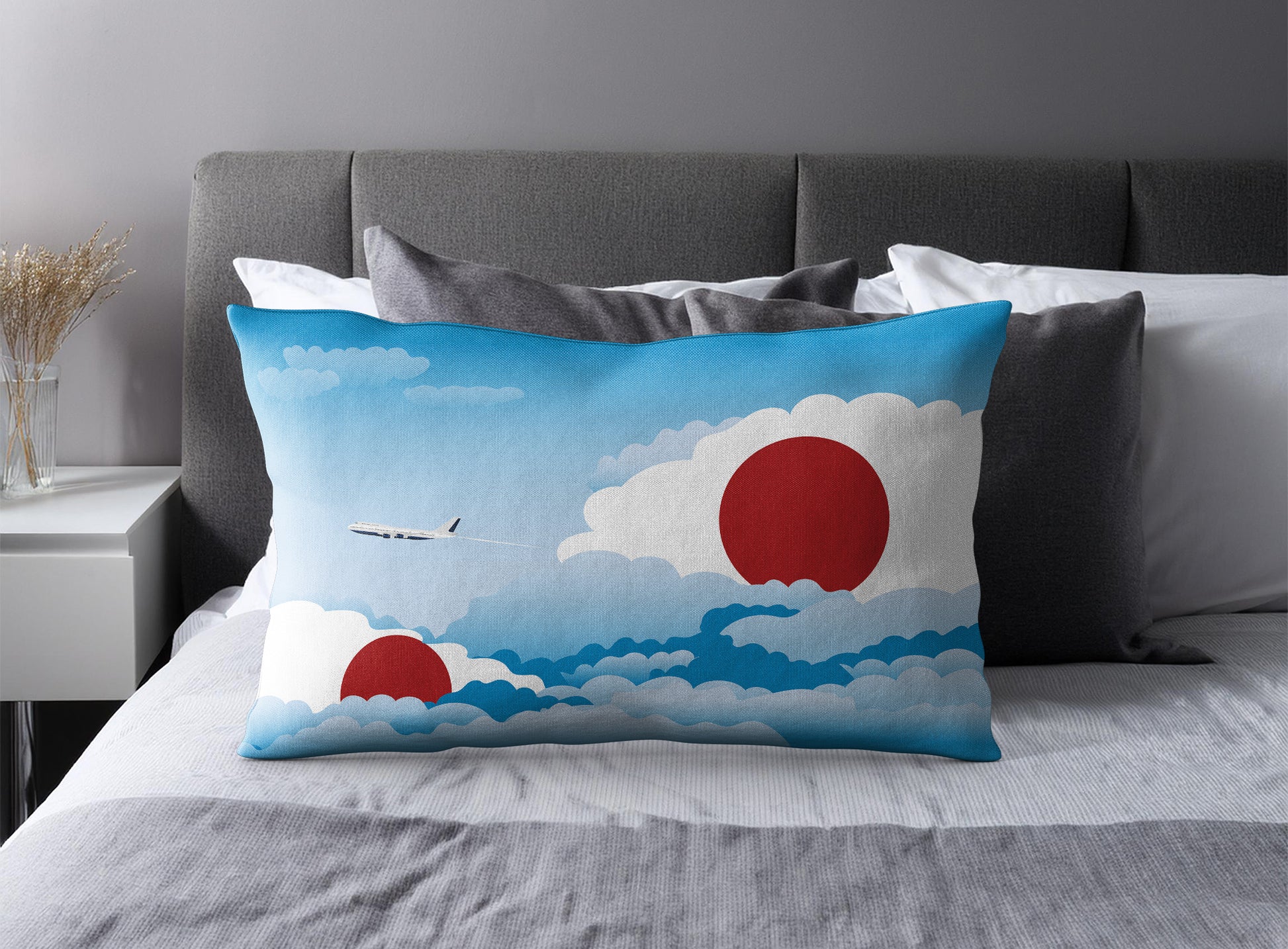 Japan Day Clouds Pillow Case and Pillow Throw
