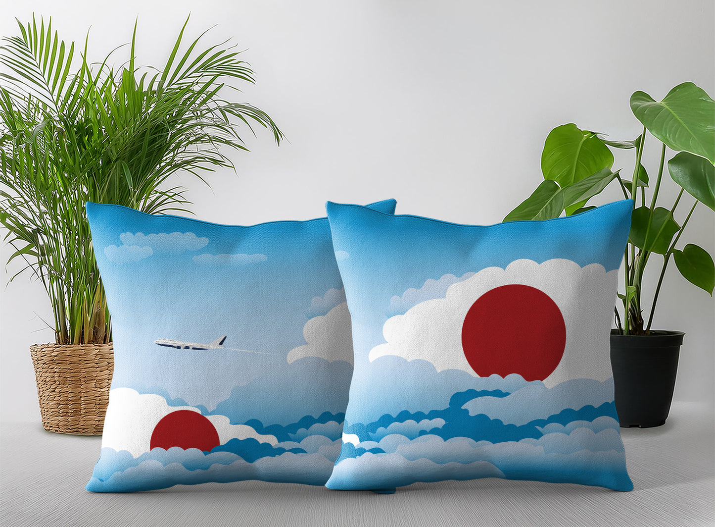 Japan Day Clouds Pillow Case and Pillow Throw