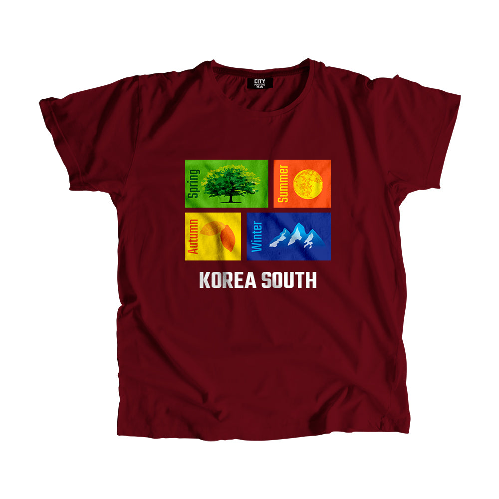 KOREA SOUTH Seasons Men Unisex T-Shirt (Maroon)