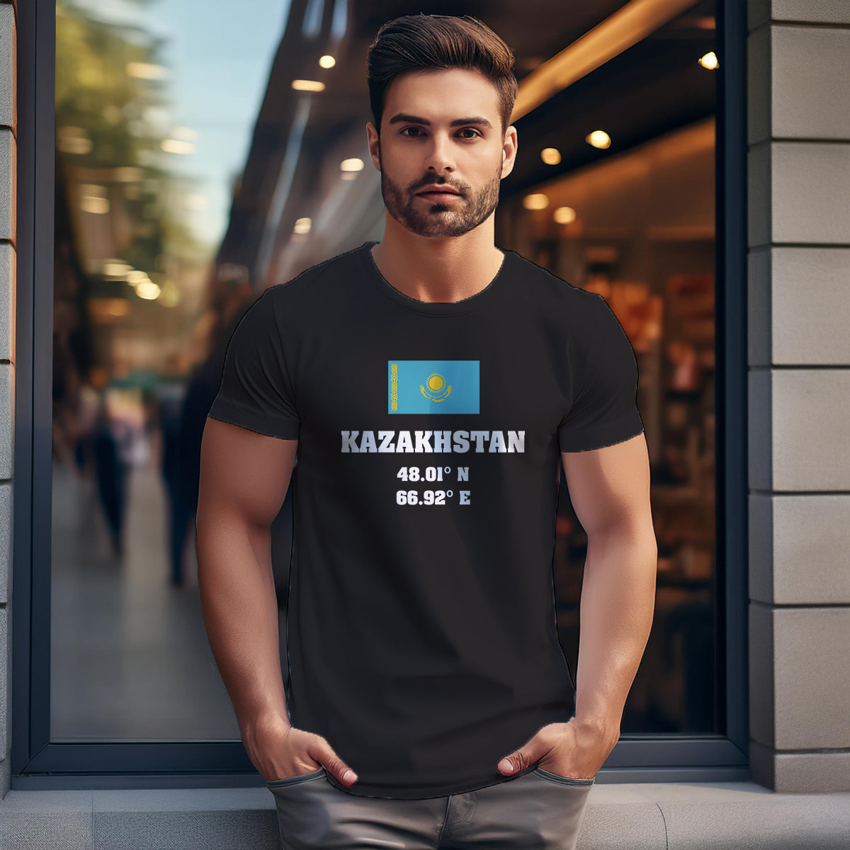 Kazakhstan Latitude Longitude Men Unisex T-Shirt