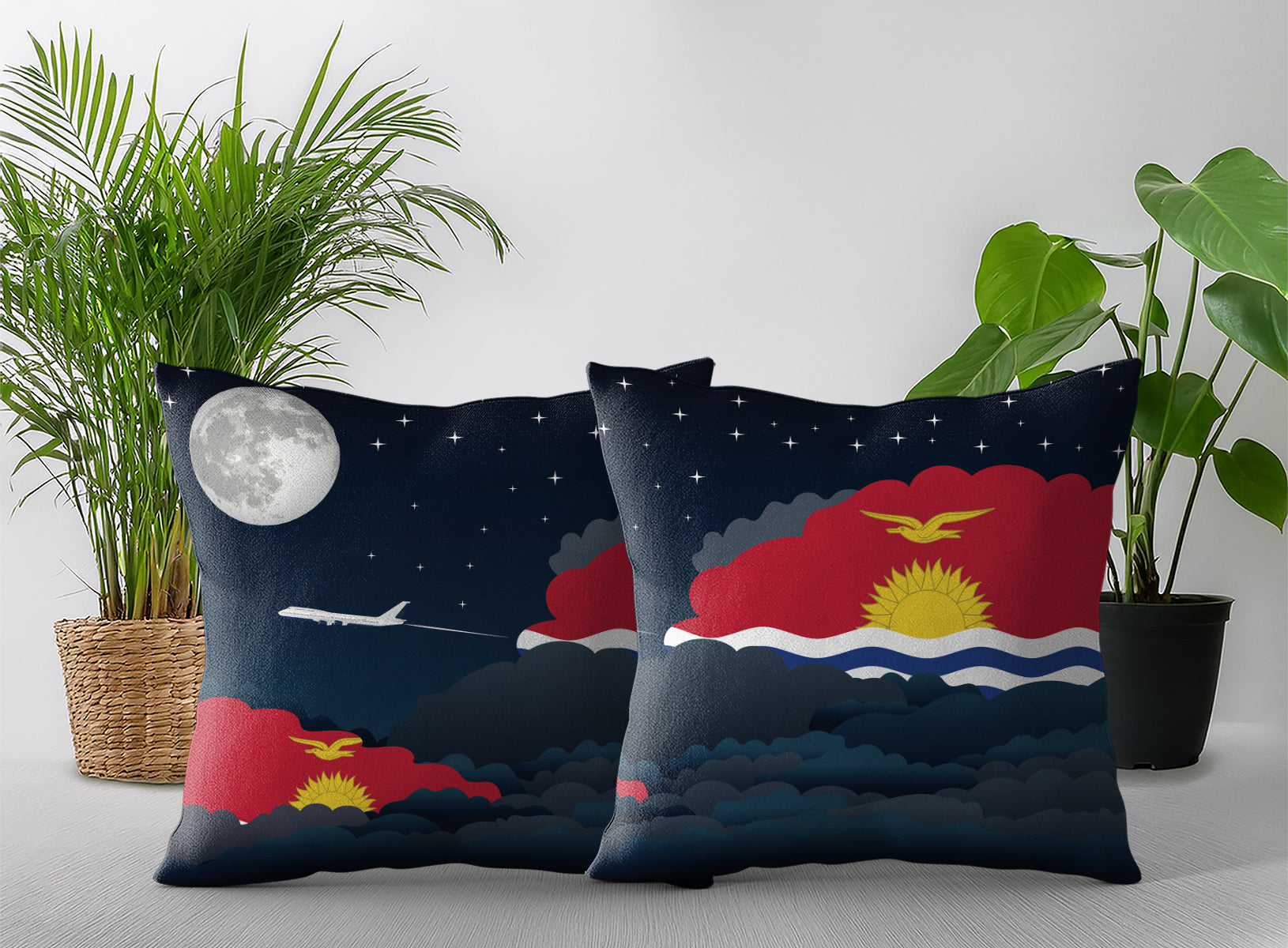 Kiribati Night Clouds Pillow Case and Pillow Throw