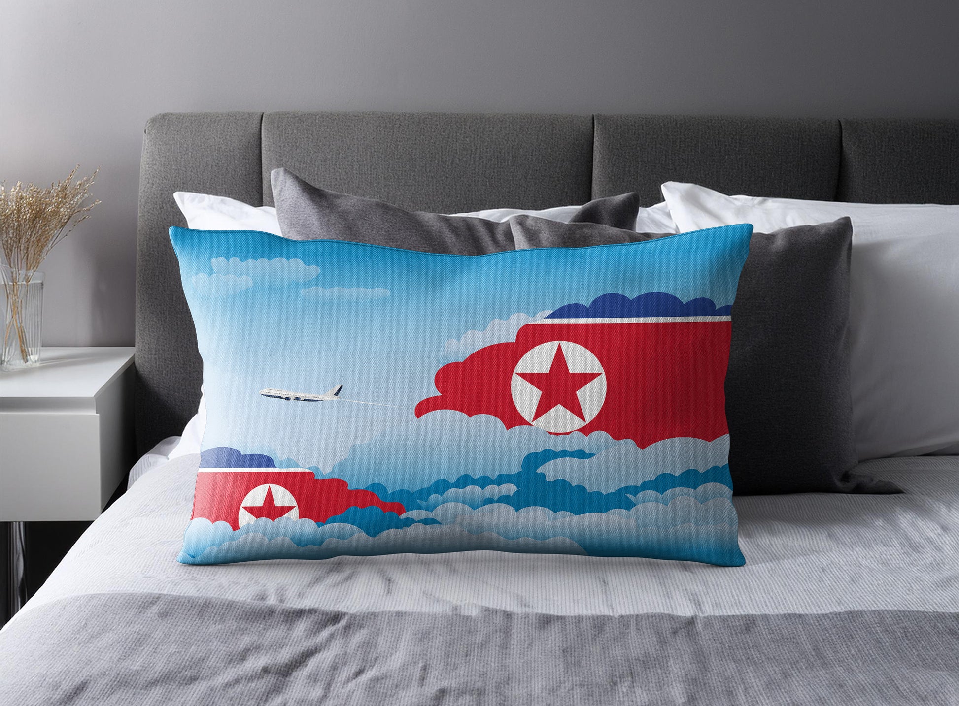 Korea North Day Clouds Pillow Case and Pillow Throw