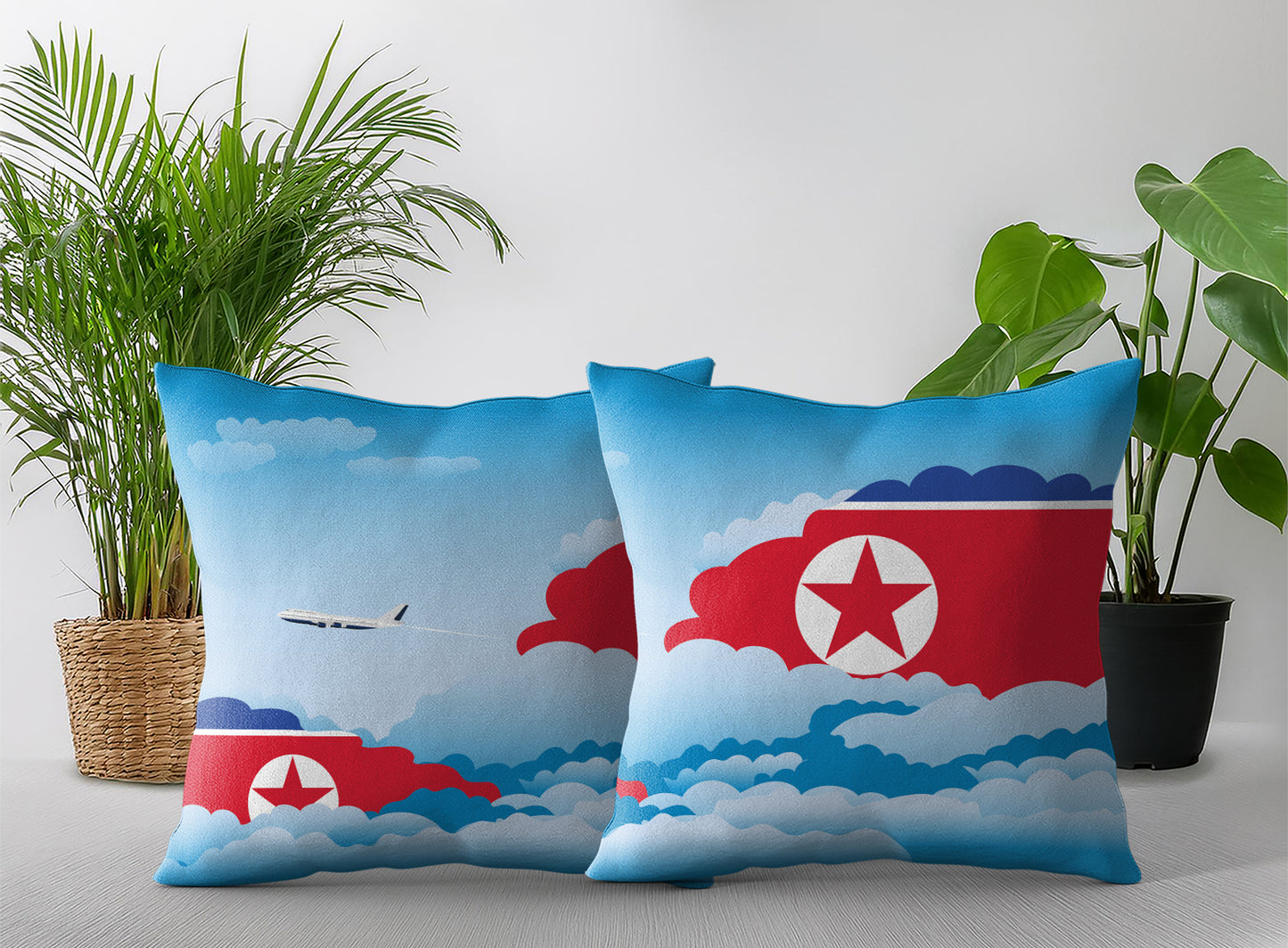 Korea North Day Clouds Pillow Case and Pillow Throw