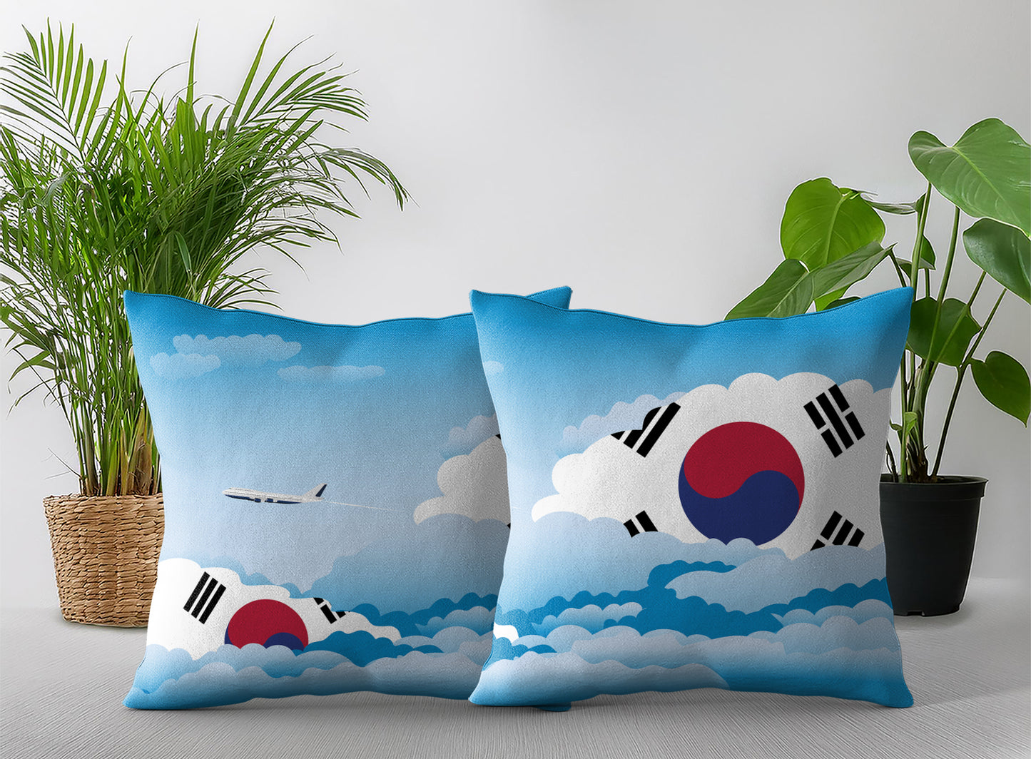 Korea South Day Clouds Pillow Case and Pillow Throw