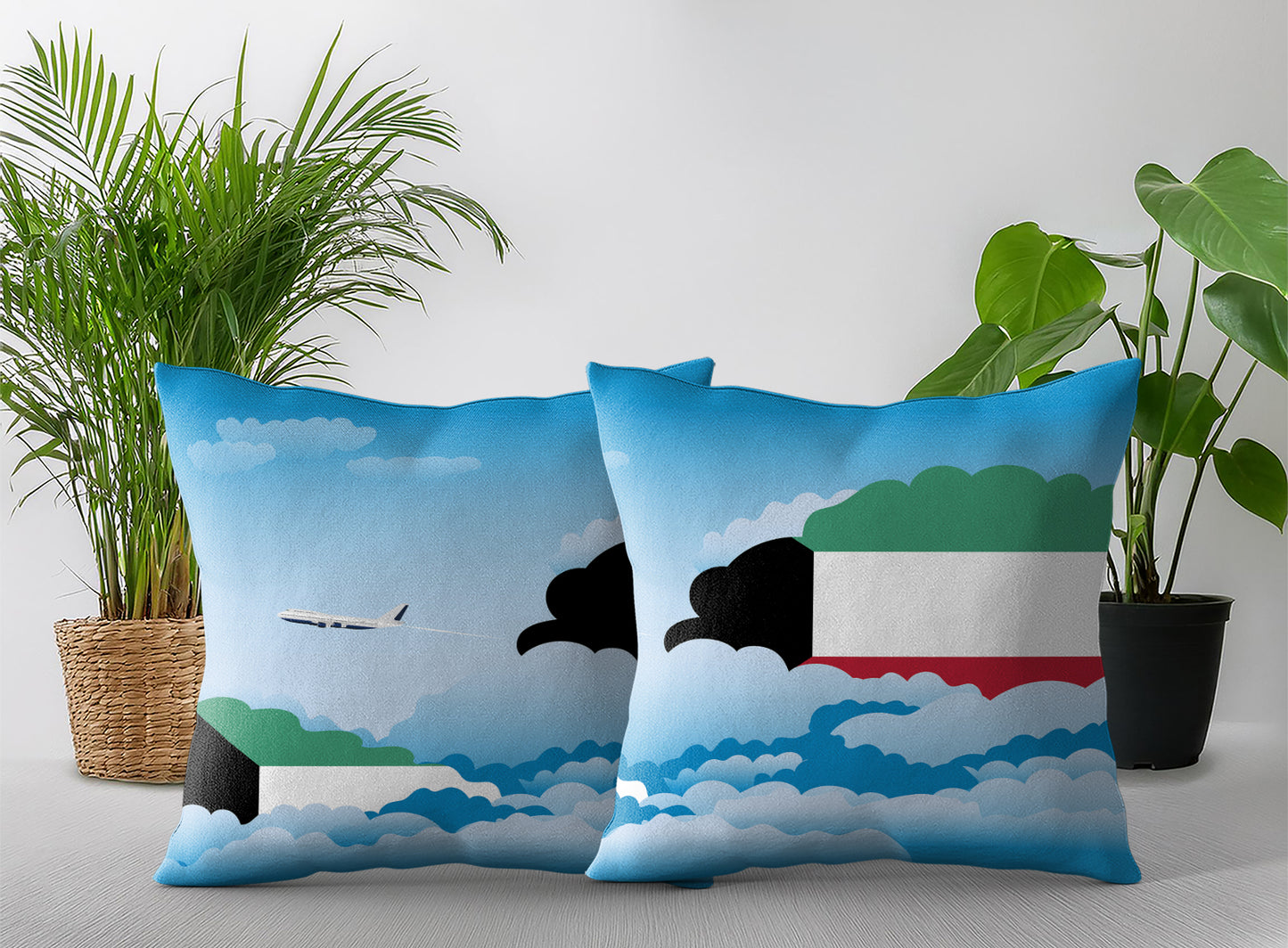 Kuwait Day Clouds Pillow Case and Pillow Throw