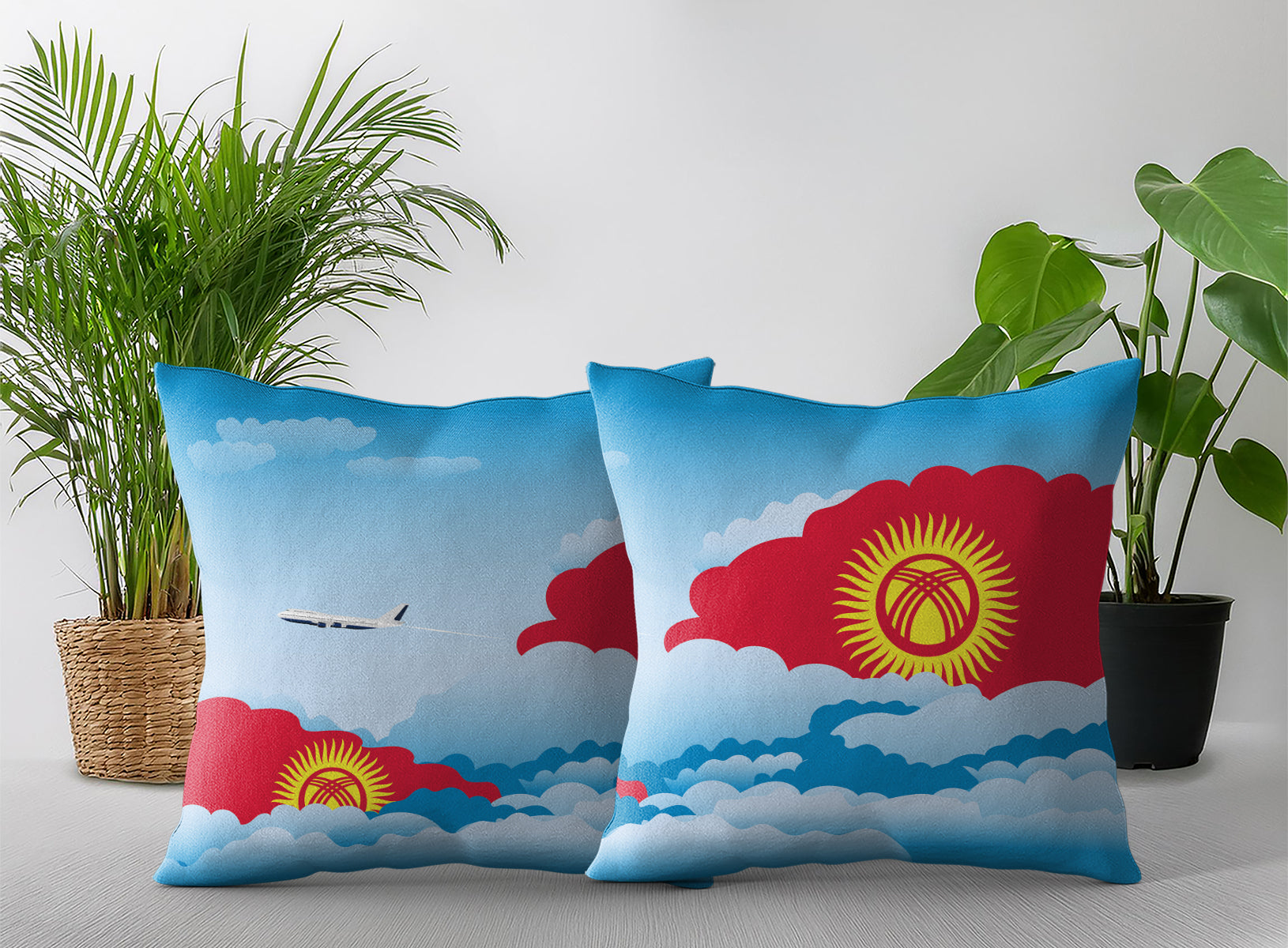 Kyrgyzstan Day Clouds Pillow Case and Pillow Throw