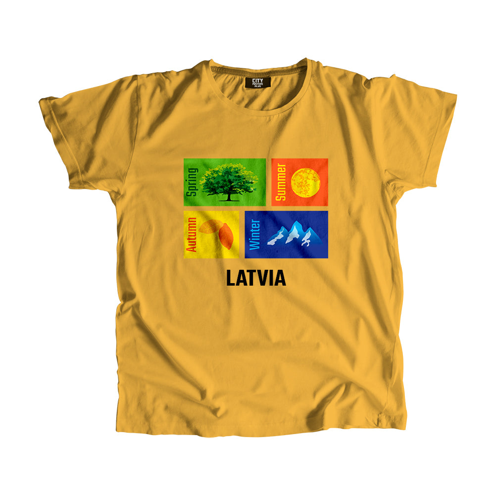 LATVIA Seasons Men Unisex T-Shirt (Golden Yellow)