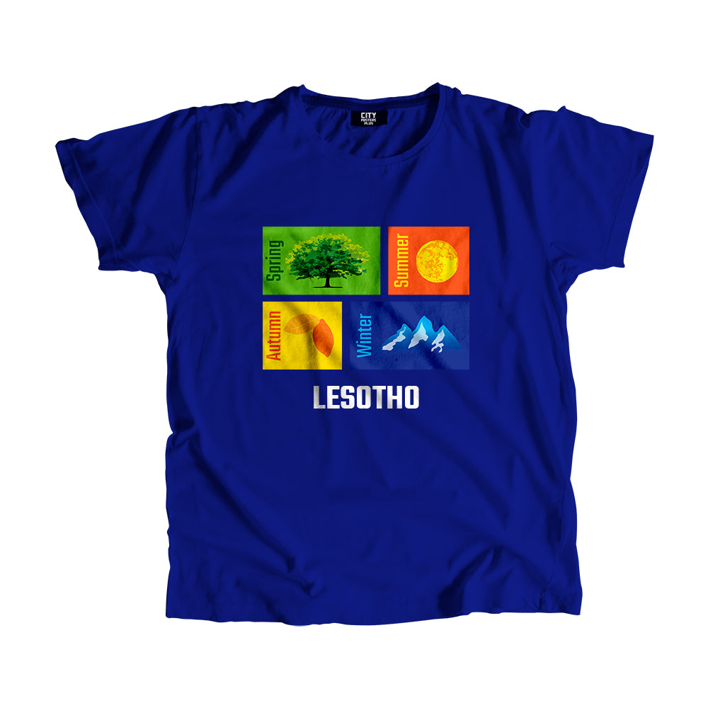 LESOTHO Seasons Men Unisex T-Shirt (Royal Blue)