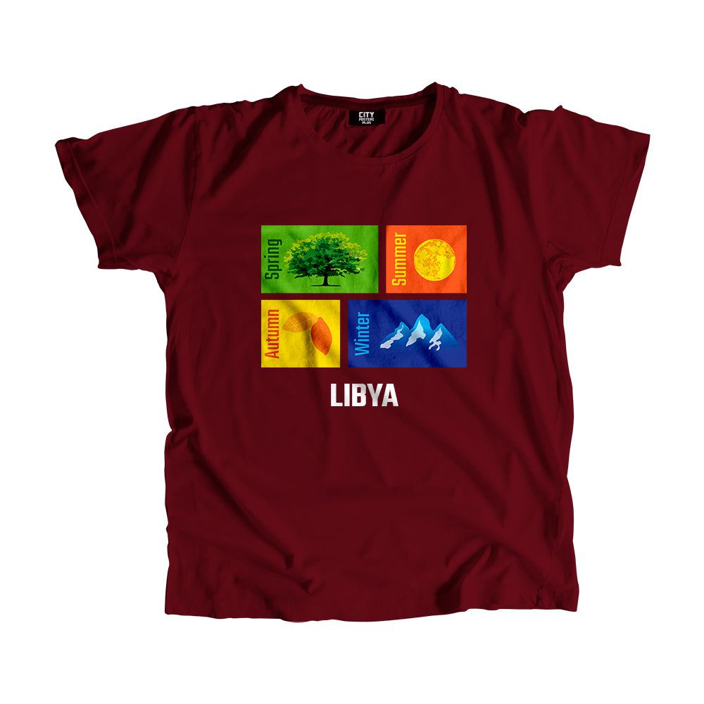 LIBYA Seasons Men Unisex T-Shirt (Maroon)