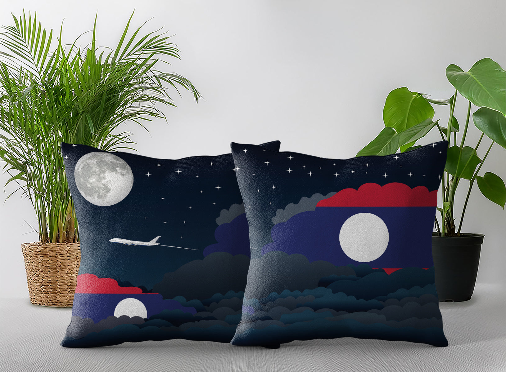 Laos Night Clouds Pillow Case and Pillow Throw