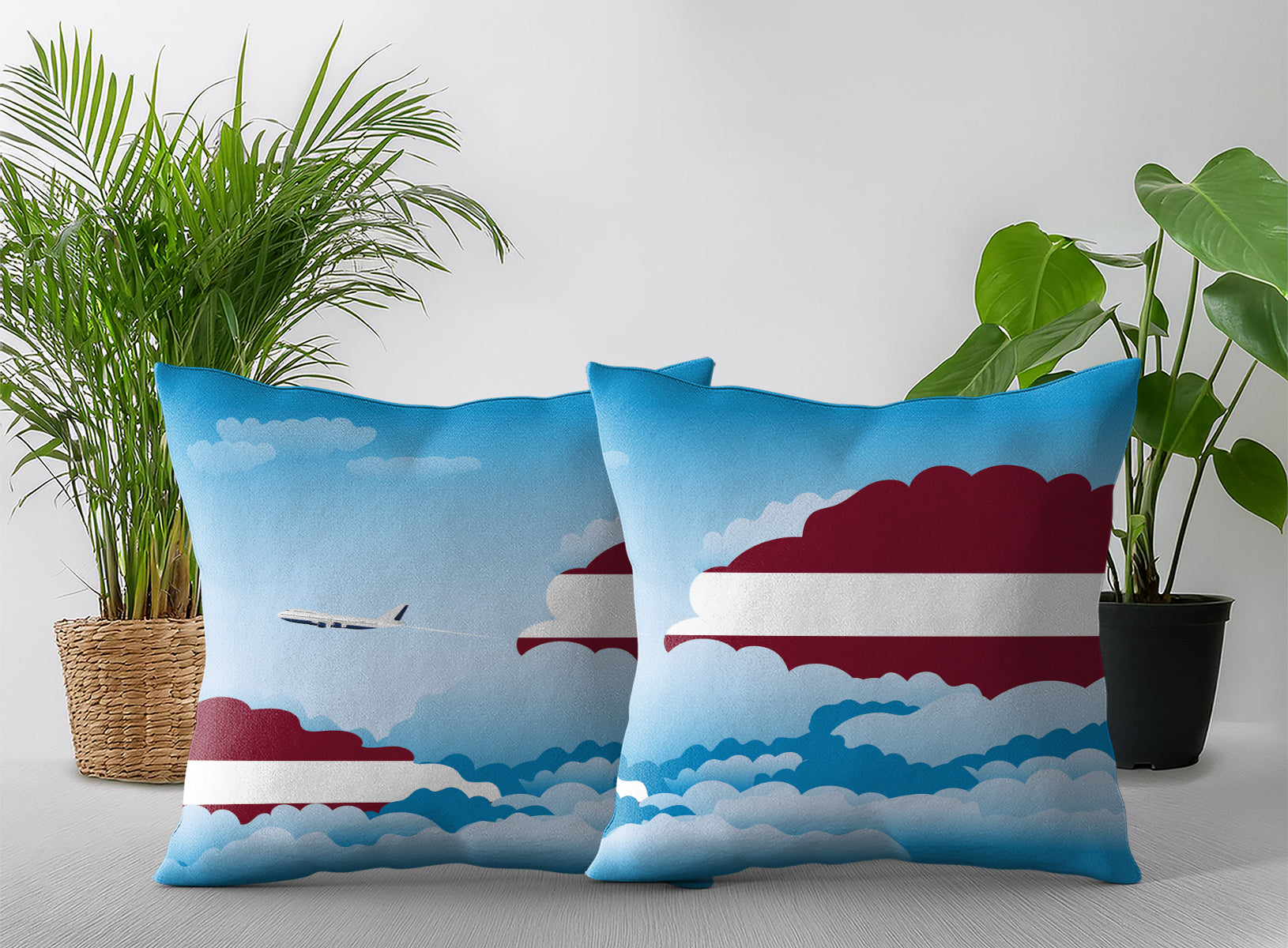 Latvia Day Clouds Pillow Case and Pillow Throw