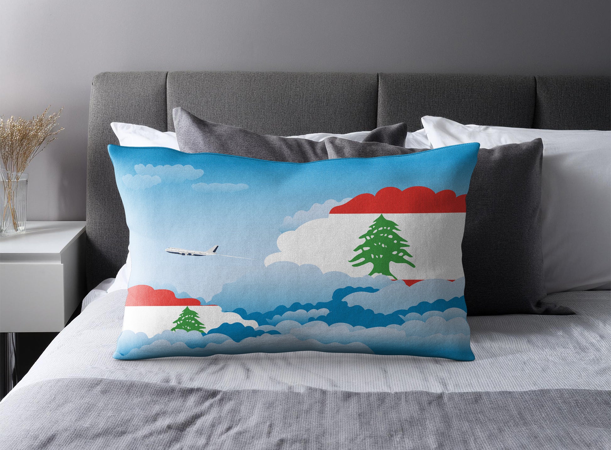 Lebanon Day Clouds Pillow Case and Pillow Throw