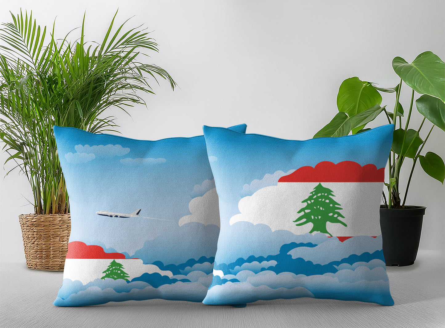Lebanon Day Clouds Pillow Case and Pillow Throw