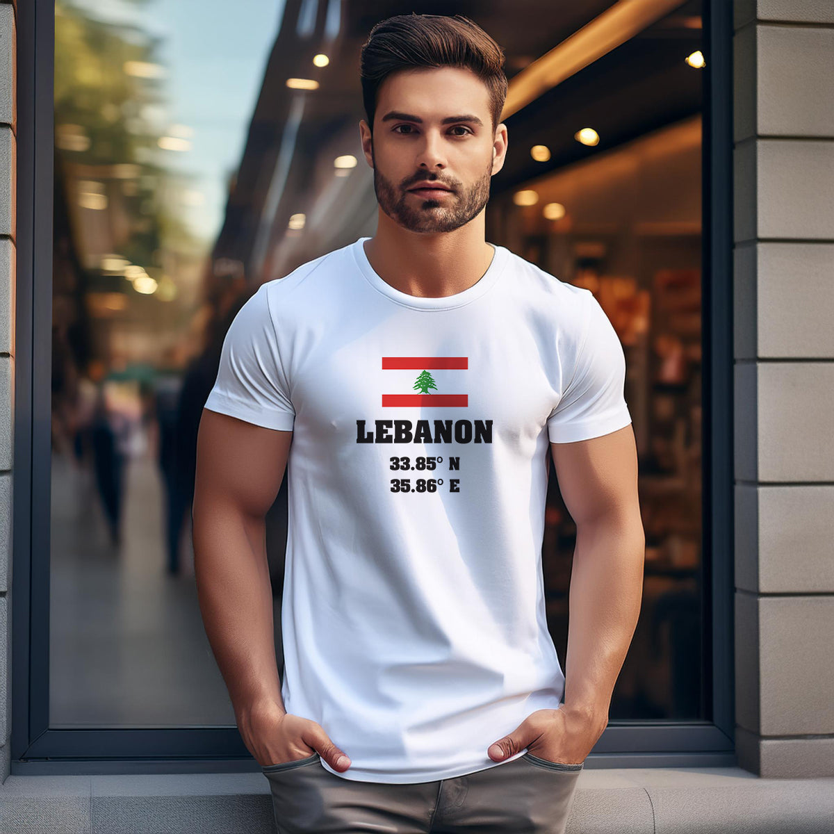 Lebanon Latitude Longitude Men Unisex T-Shirt