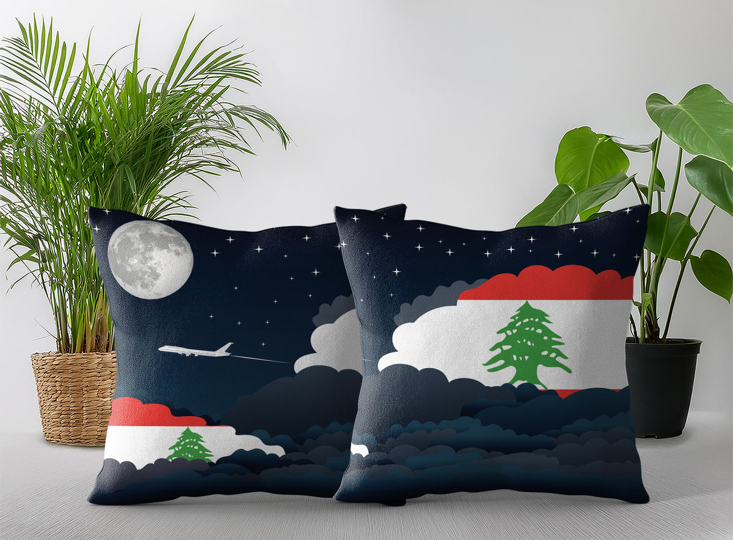 Lebanon Night Clouds Pillow Case and Pillow Throw