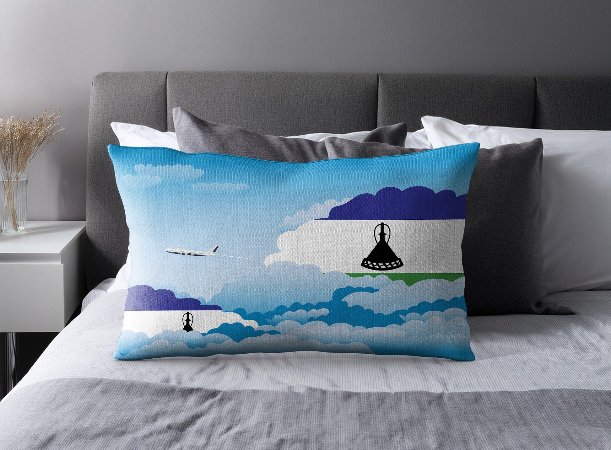 Lesotho Day Clouds Pillow Case and Pillow Throw
