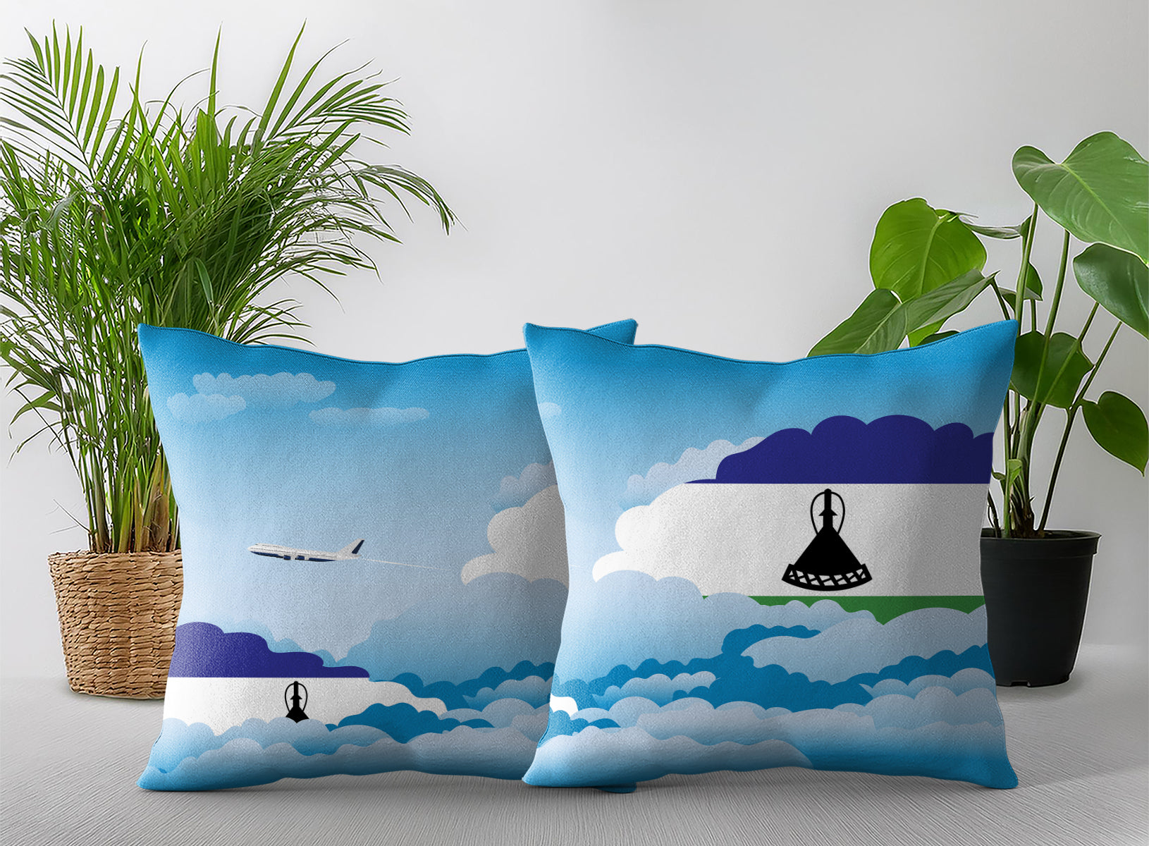 Lesotho Day Clouds Pillow Case and Pillow Throw