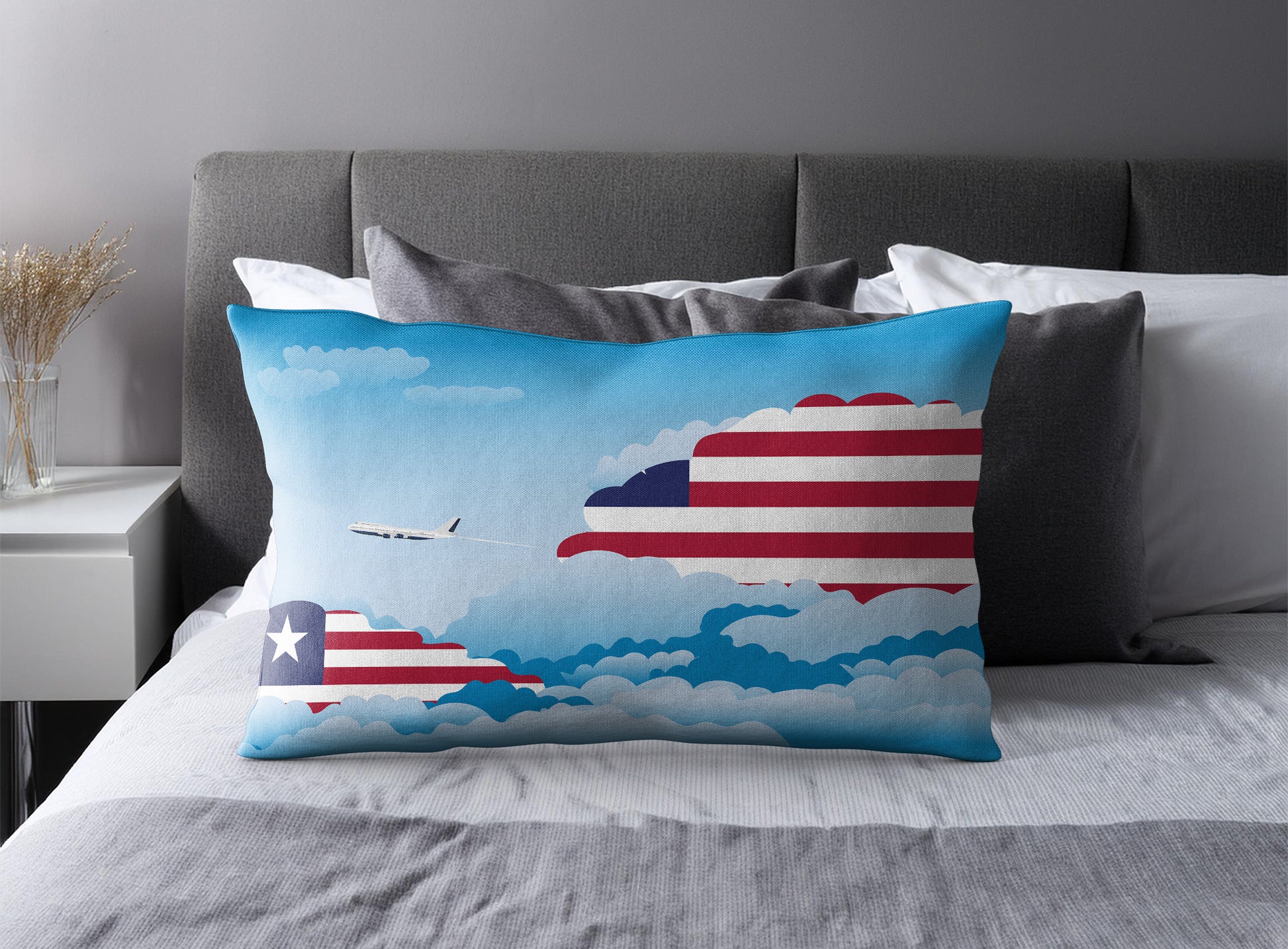 Liberia Day Clouds Pillow Case and Pillow Throw