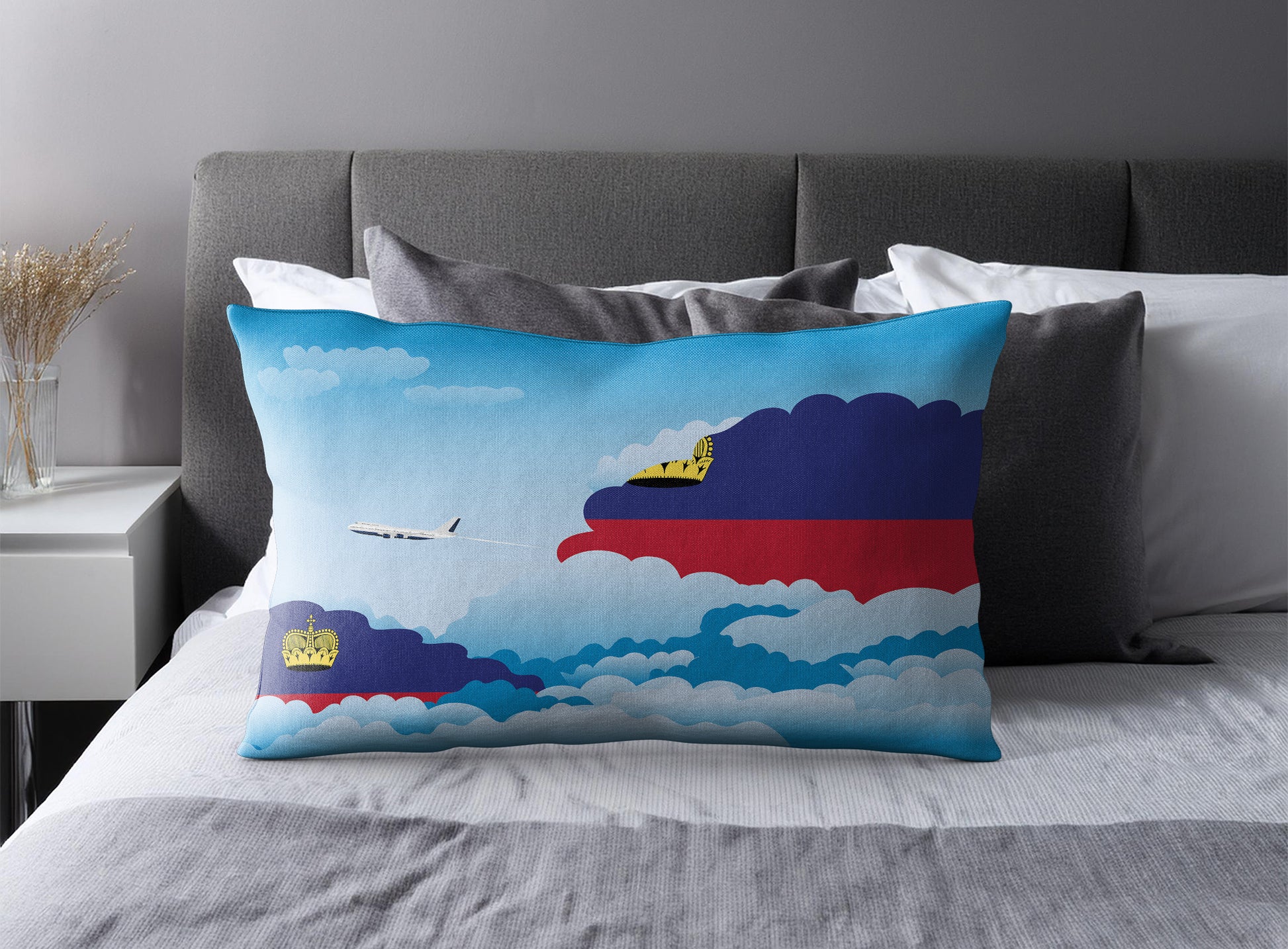 Liechtenstein Day Clouds Pillow Case and Pillow Throw