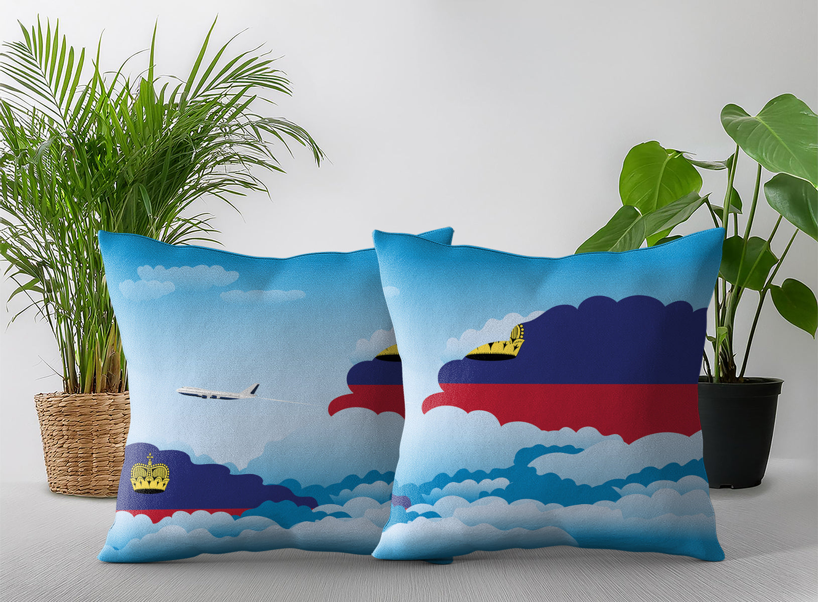 Liechtenstein Day Clouds Pillow Case and Pillow Throw