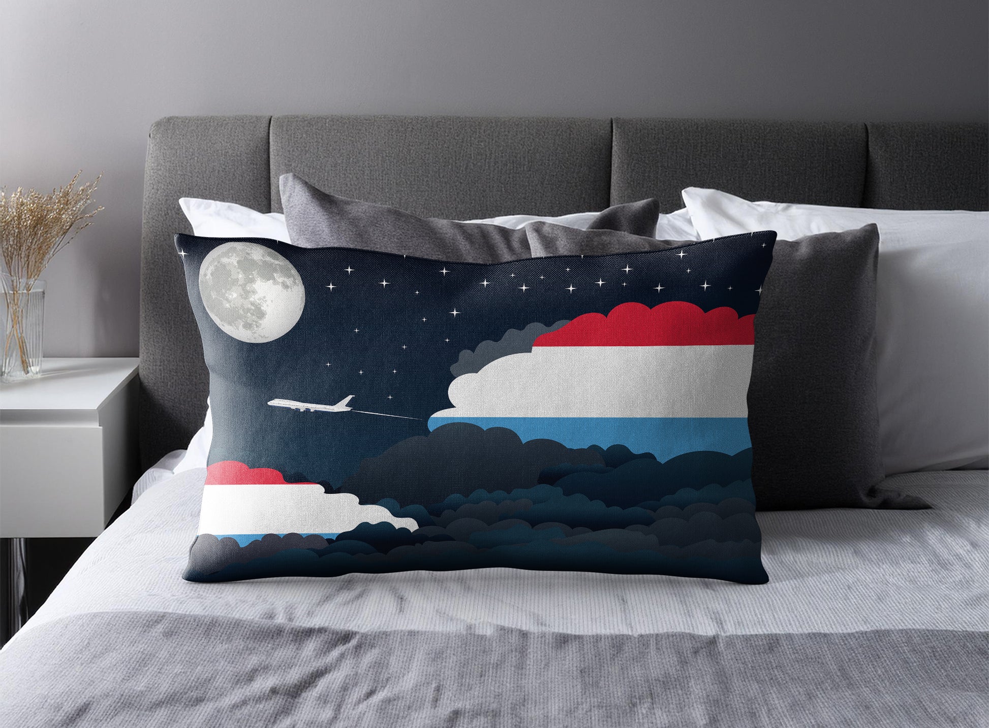 Luxembourg Night Clouds Pillow Case and Pillow Throw