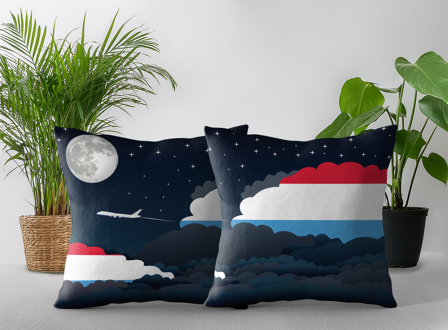 Luxembourg Night Clouds Pillow Case and Pillow Throw