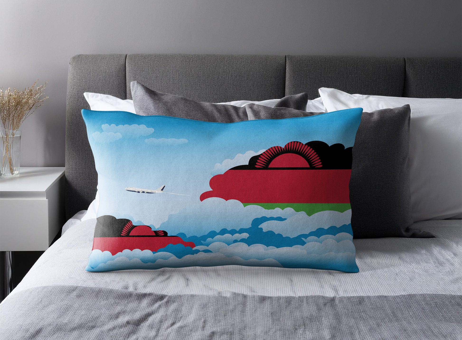 Malawi Day Clouds Pillow Case and Pillow Throw
