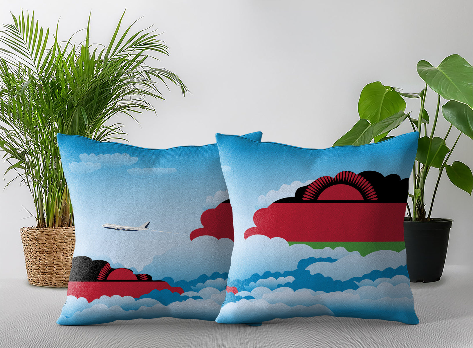 Malawi Day Clouds Pillow Case and Pillow Throw