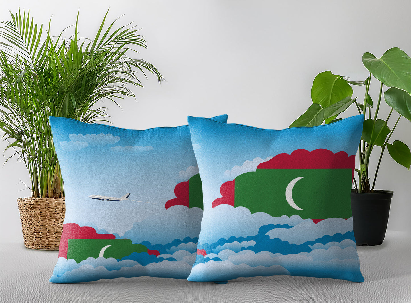 Maldives Day Clouds Pillow Case and Pillow Throw