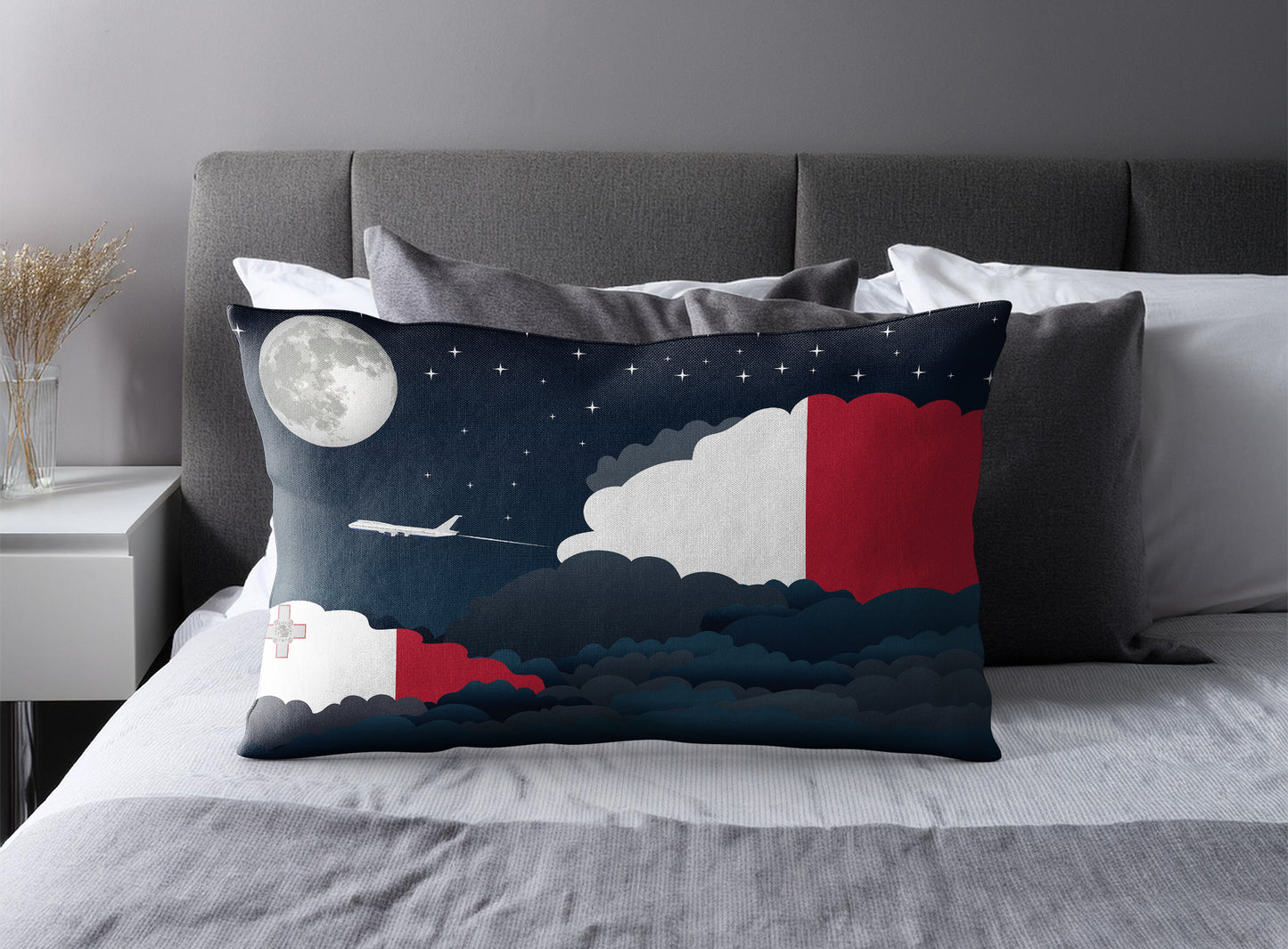 Malta Night Clouds Pillow Case and Pillow Throw