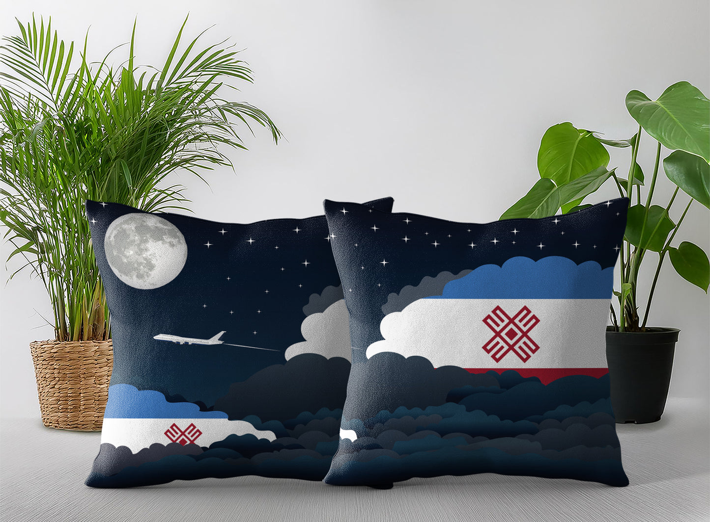 Mari El Night Clouds Pillow Case and Pillow Throw