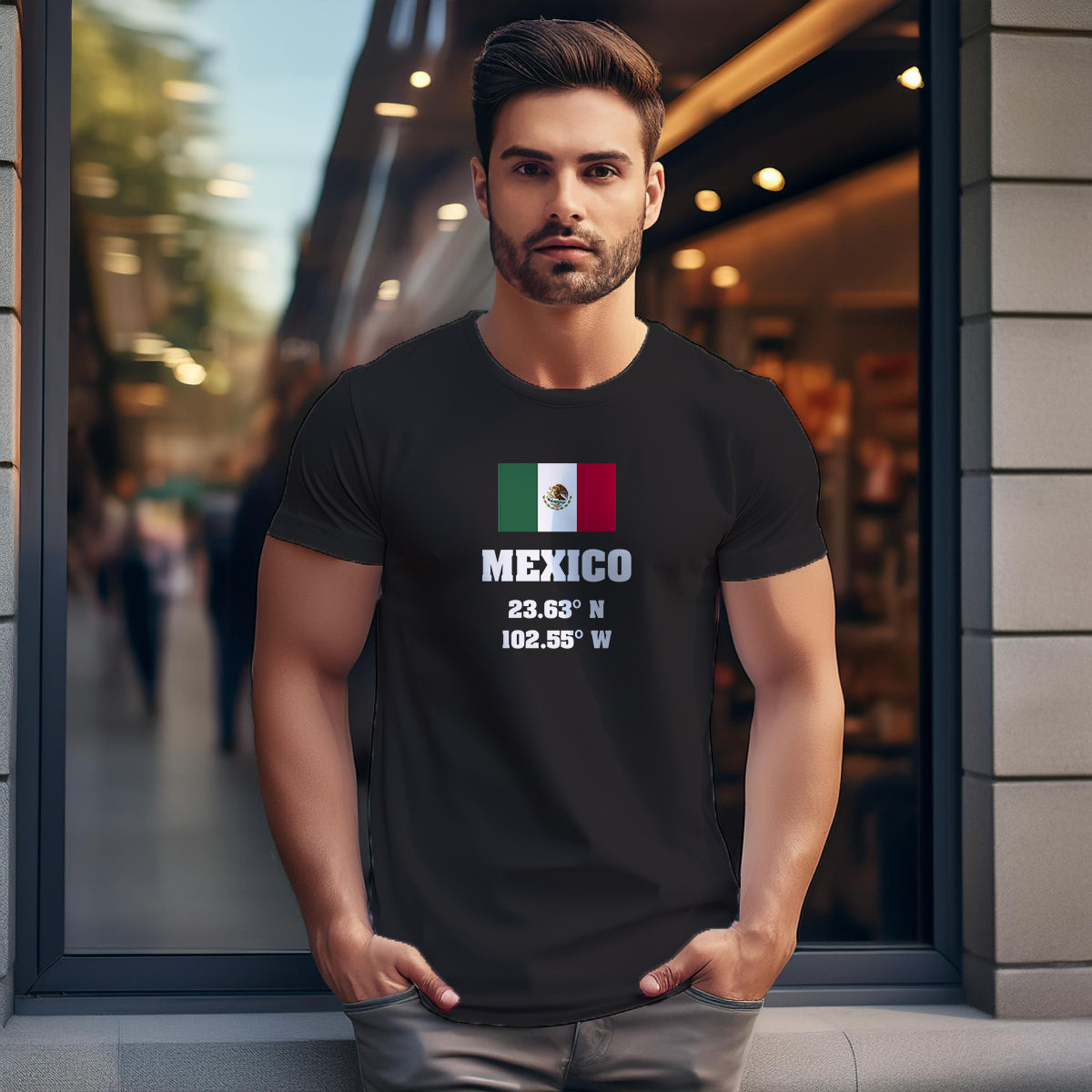 Mexico Latitude Longitude Men Unisex T-Shirt
