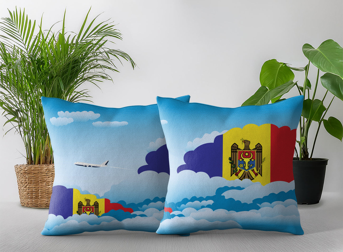 Moldova Day Clouds Pillow Case and Pillow Throw