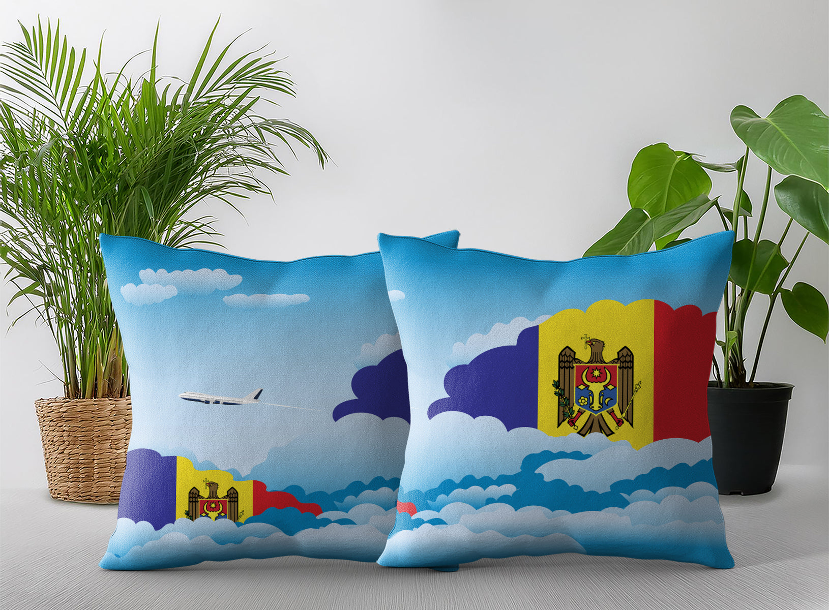 Moldova Day Clouds Pillow Case and Pillow Throw