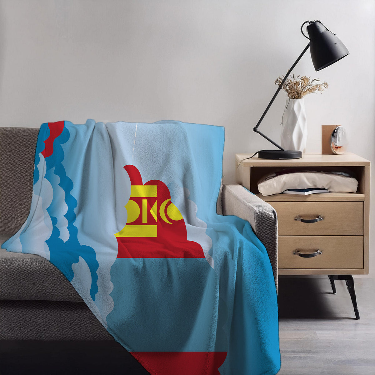 Mongolia Day Clouds Blanket Throw