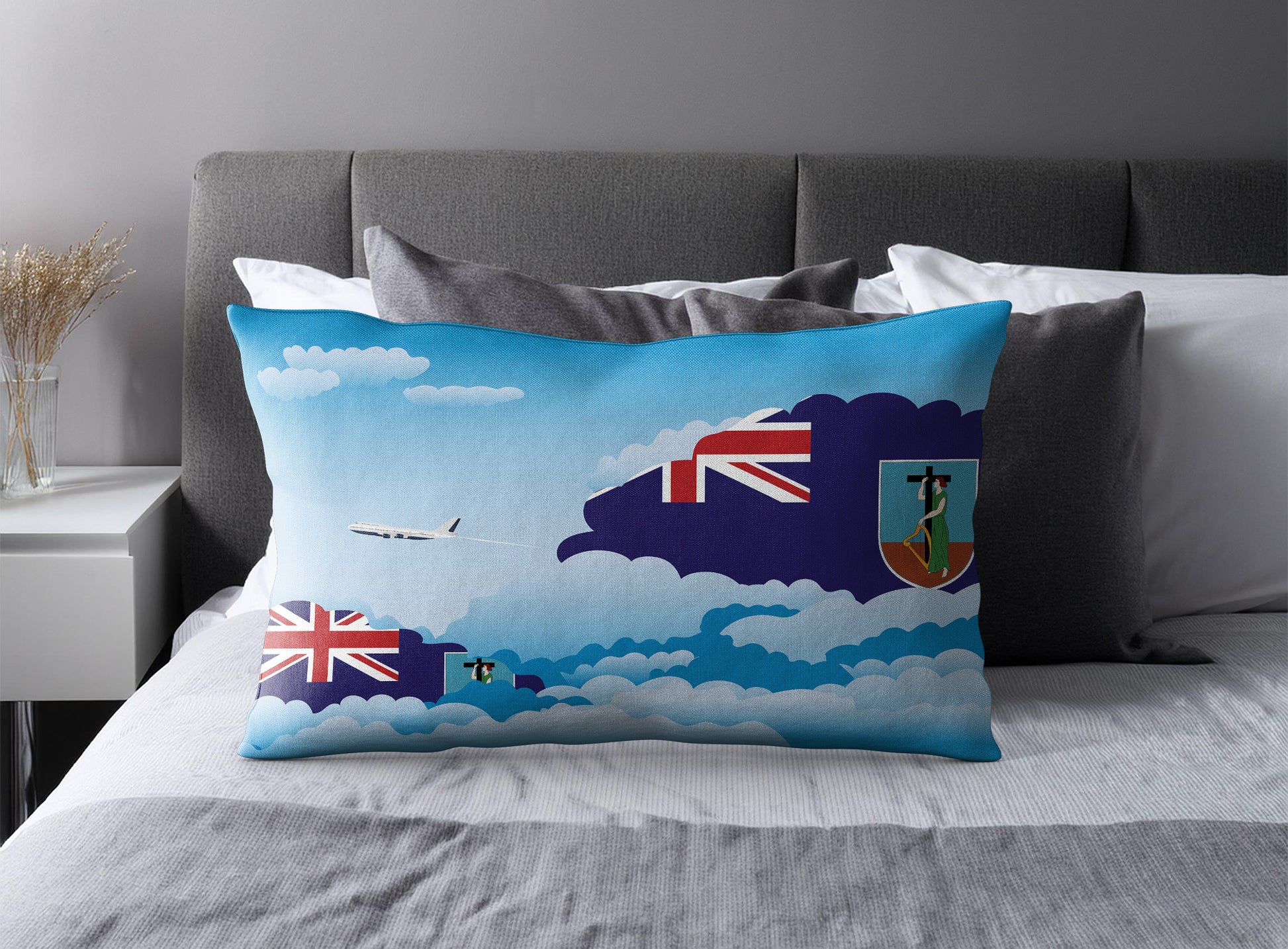 Montserrat Day Clouds Pillow Case and Pillow Throw