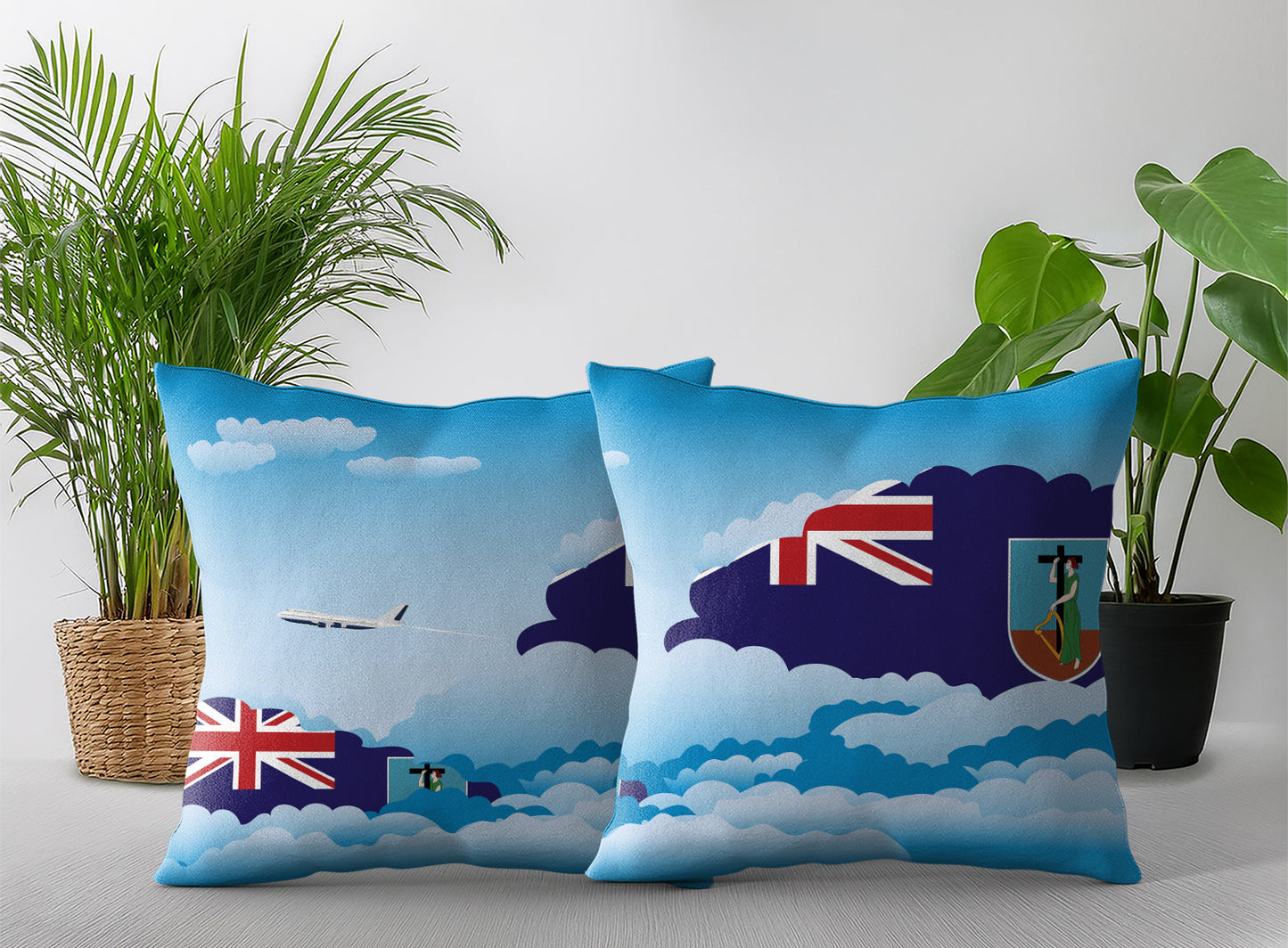 Montserrat Day Clouds Pillow Case and Pillow Throw