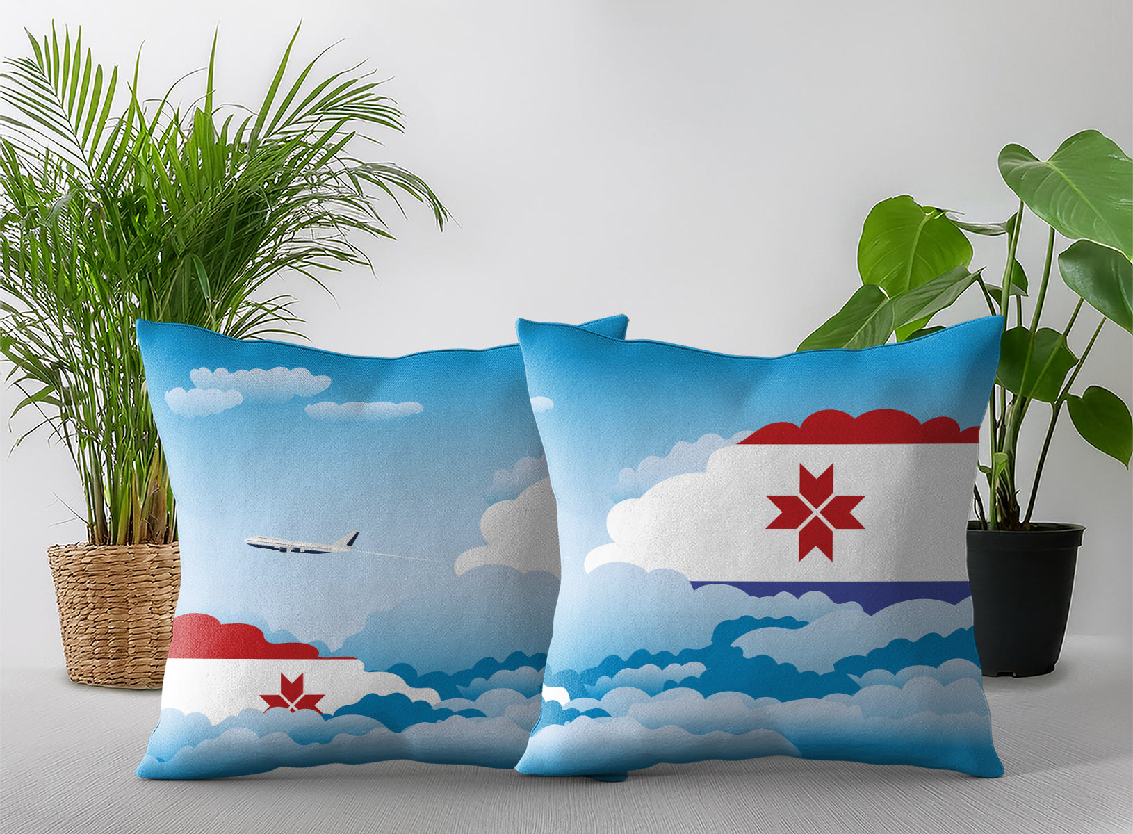 Mordovia Day Clouds Pillow Case and Pillow Throw