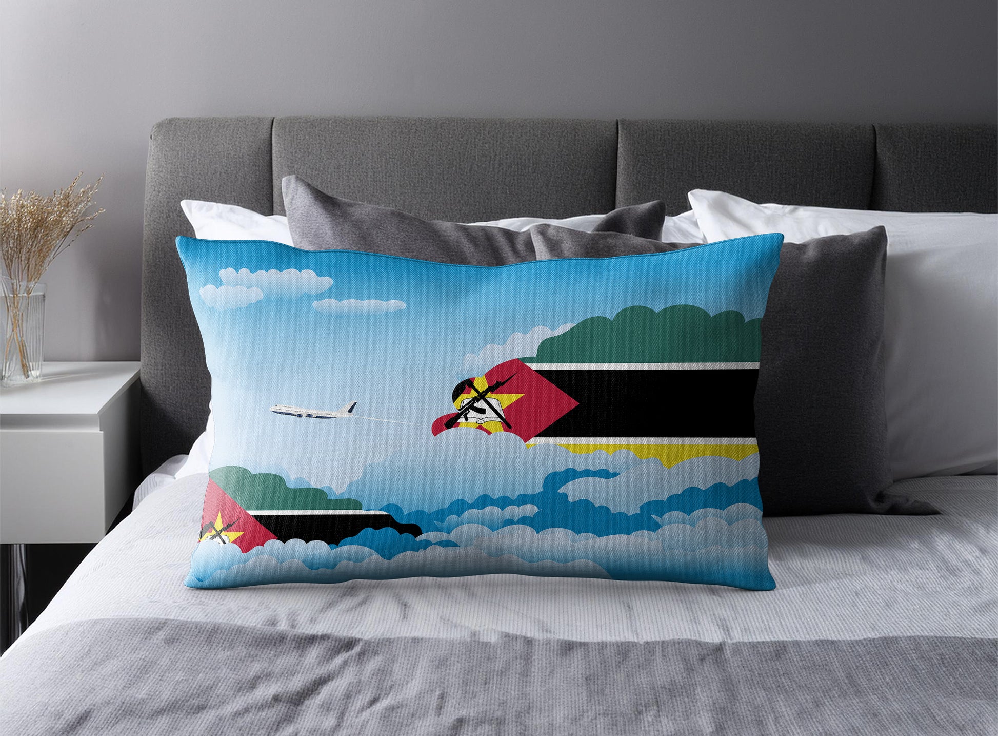 Mozambique Day Clouds Pillow Case and Pillow Throw