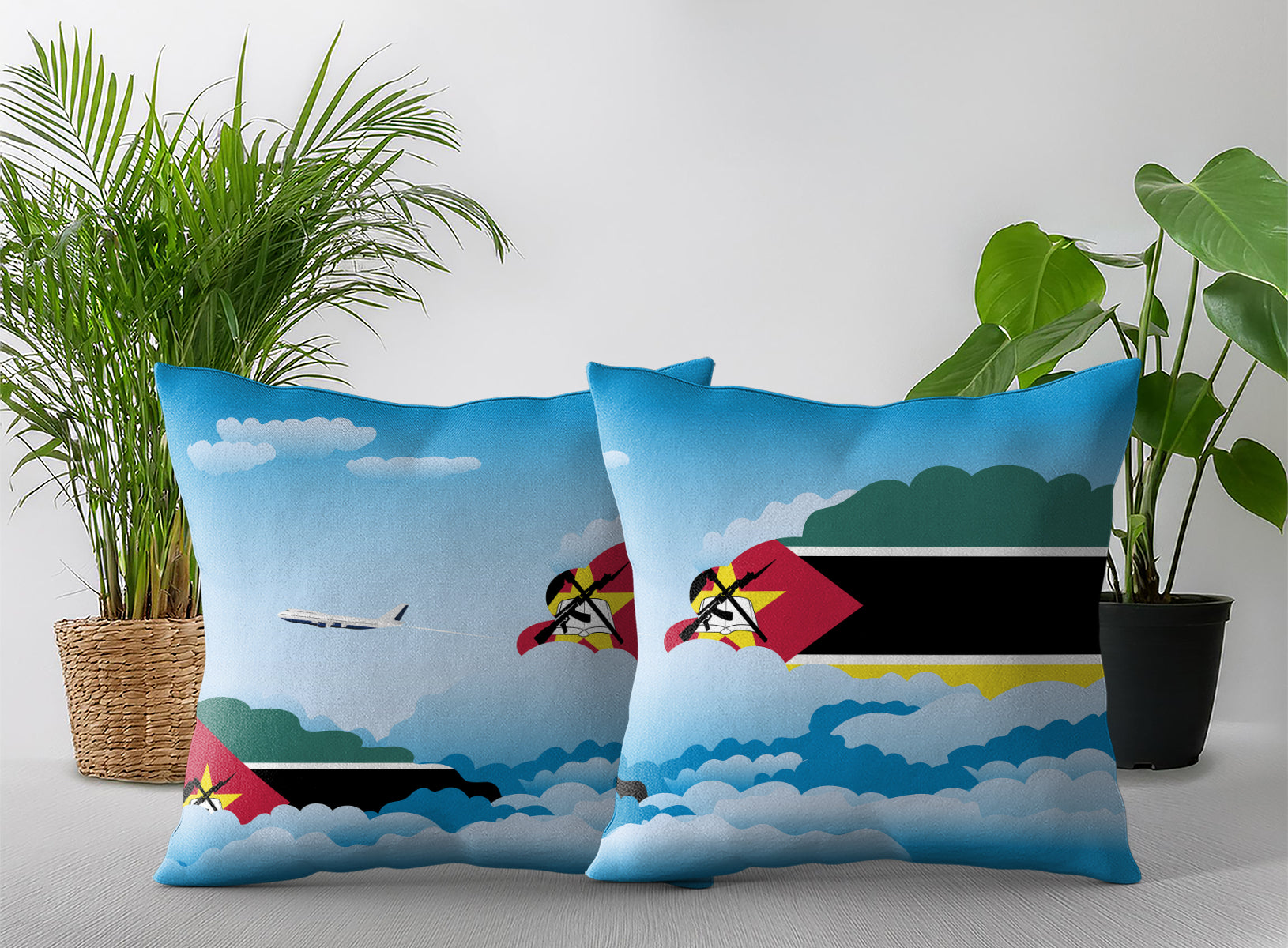 Mozambique Day Clouds Pillow Case and Pillow Throw