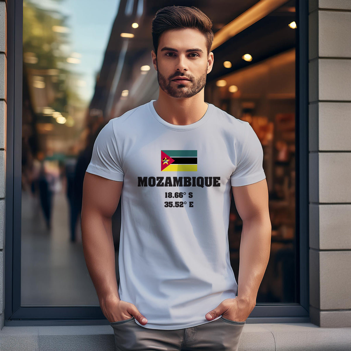Mozambique Latitude Longitude Men Unisex T-Shirt