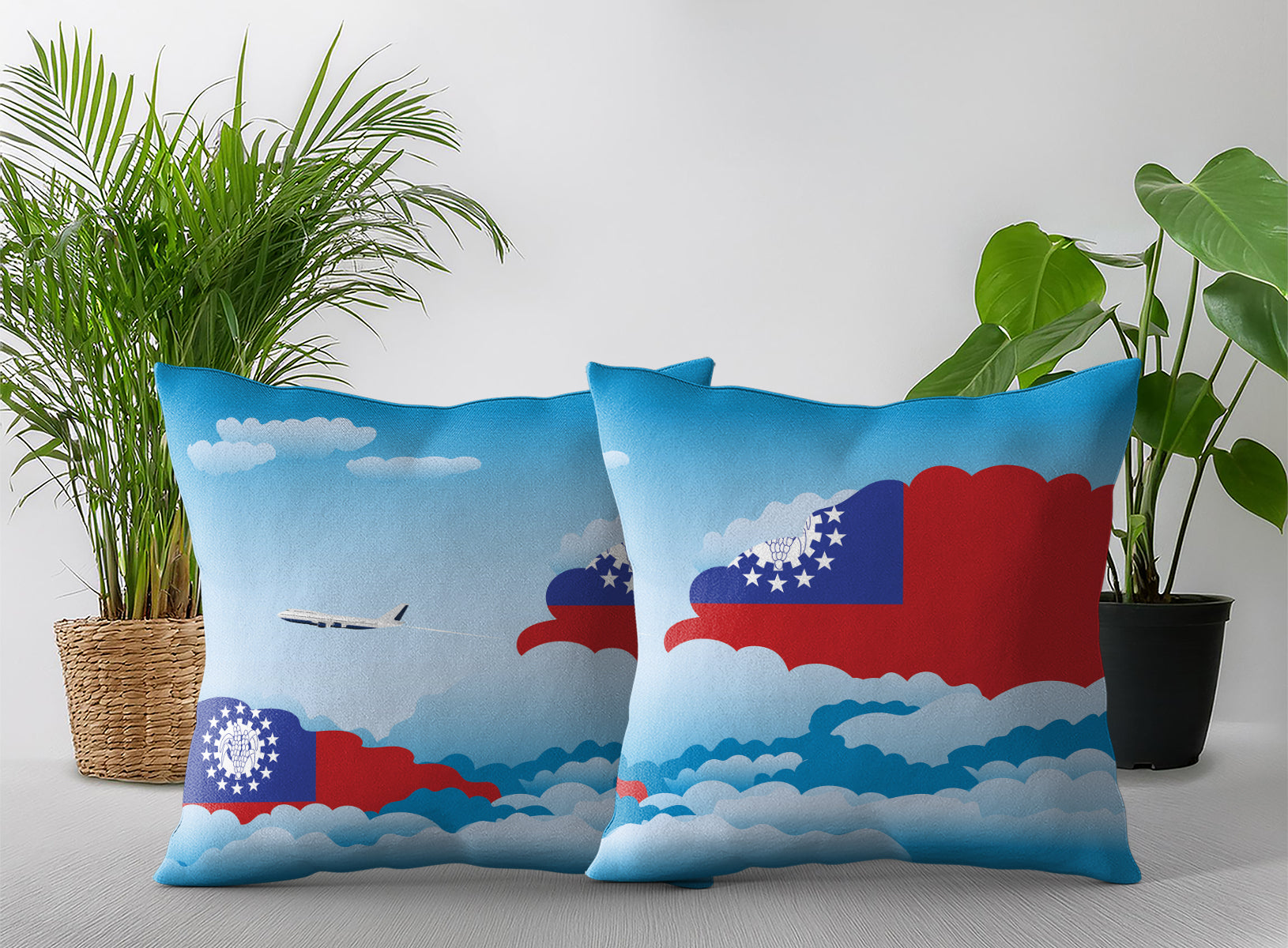 Myanmar Burma Day Clouds Pillow Case and Pillow Throw