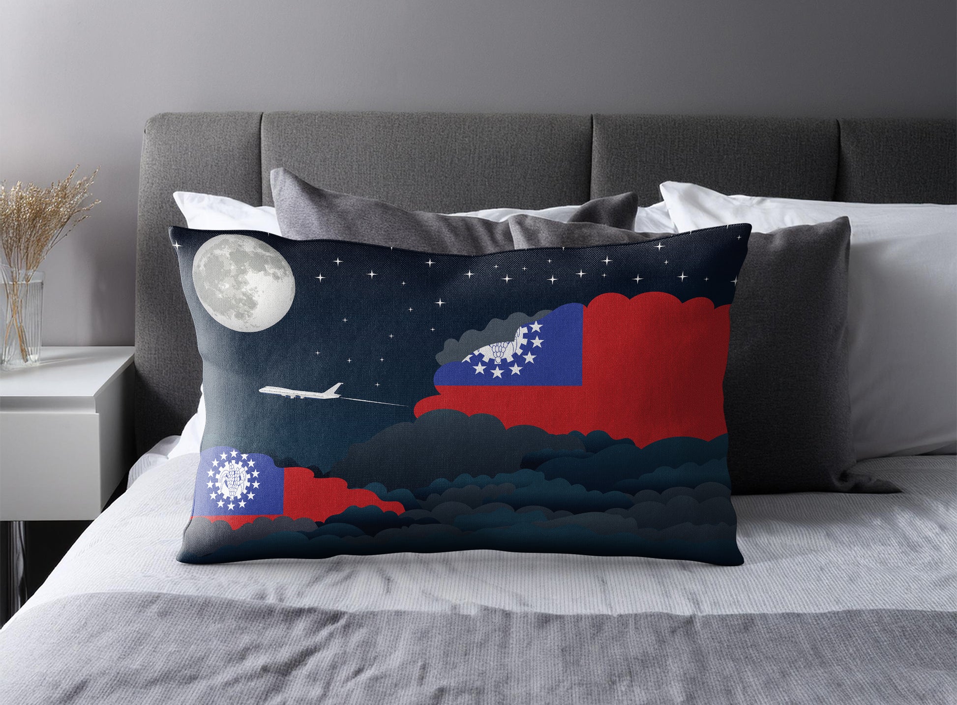 Myanmar Burma Night Clouds Pillow Case and Pillow Throw