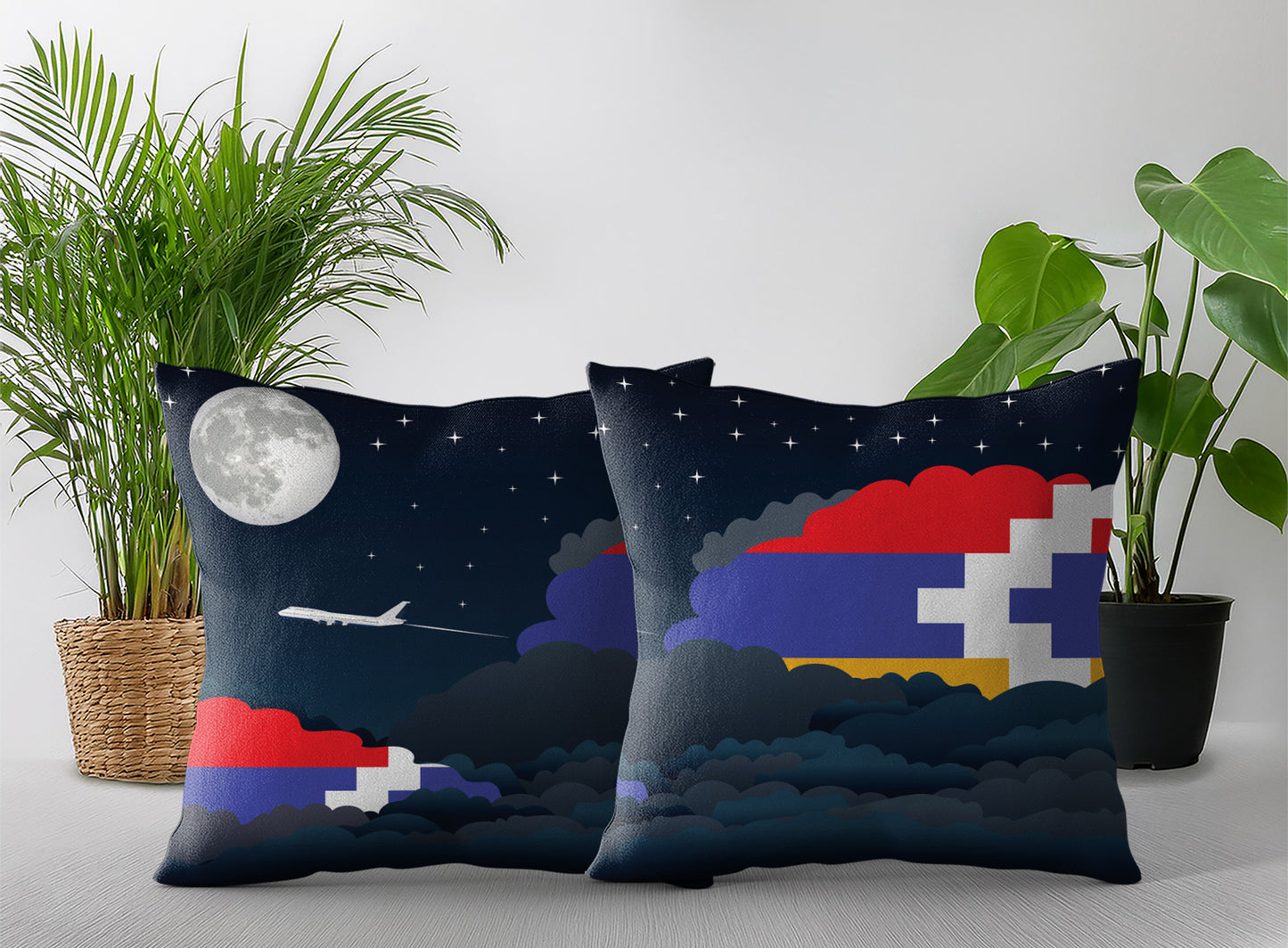 Nagorno Karabakh Republic Night Clouds Pillow Case and Pillow Throw