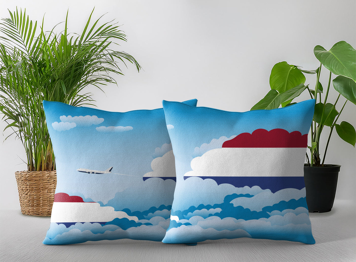 Netherlands Day Clouds Pillow Case and Pillow Throw