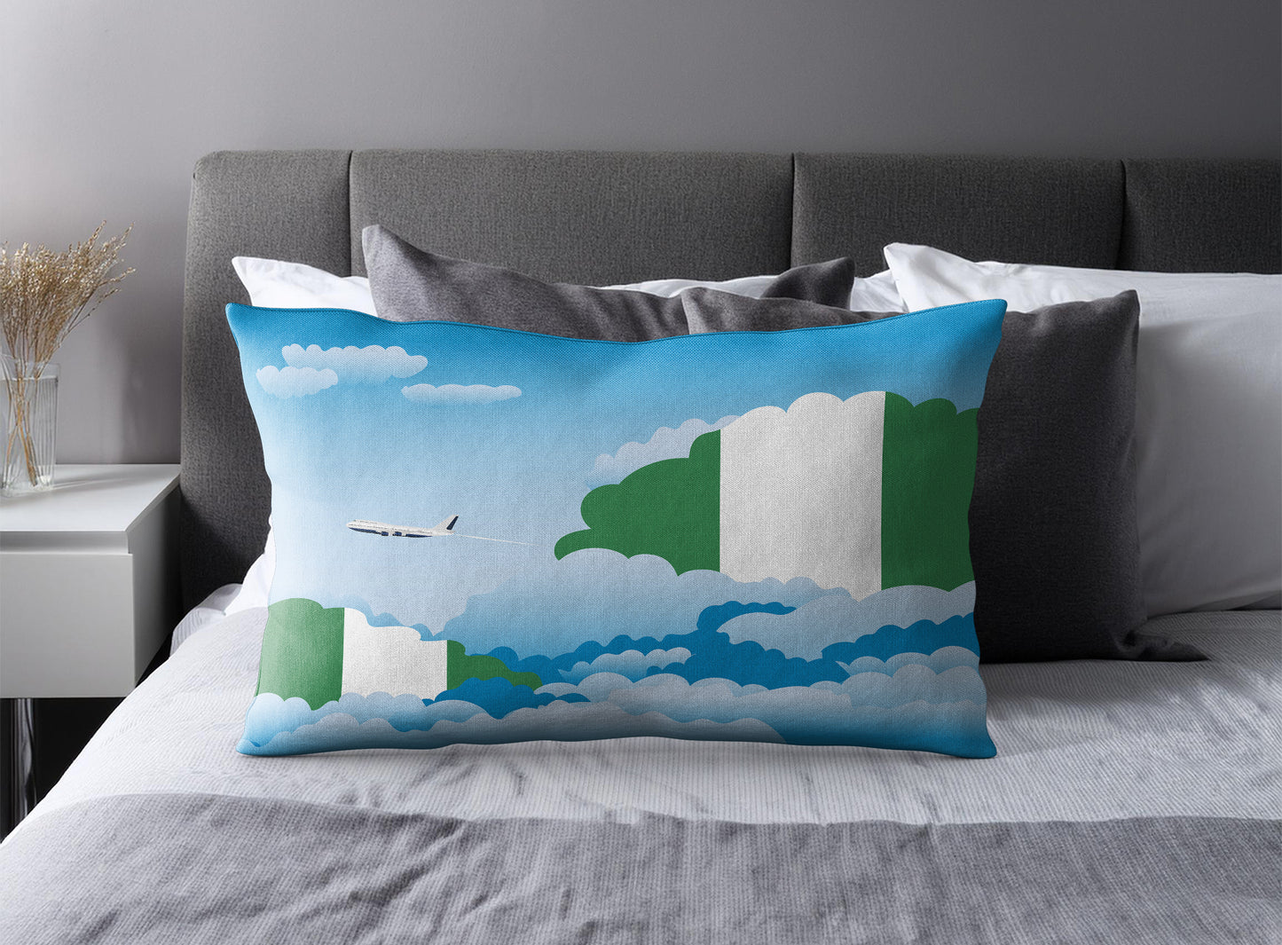 Nigeria Day Clouds Pillow Case and Pillow Throw